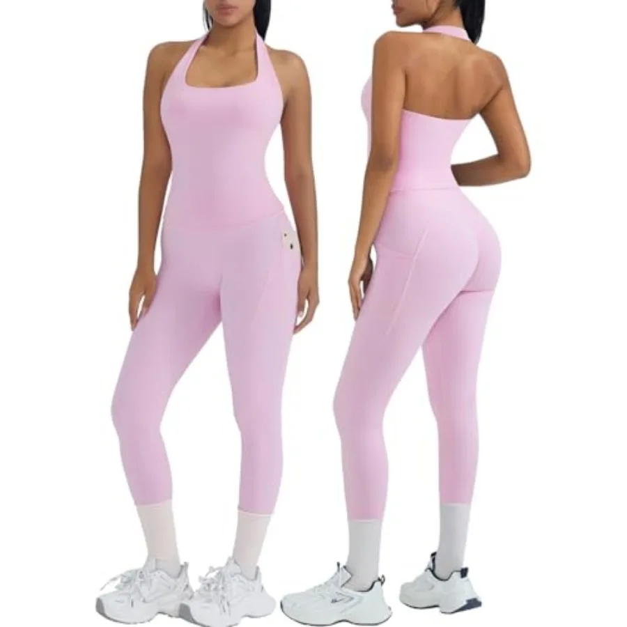 OMKAGI 2 Pcs Workout Sets for Women Halter Tops Booty Leggings with Pockets Gym Outfits
OMKAGI 2 Pcs Workout Sets for Women Halter Tops Booty Leggings with Pockets Gym Outfits