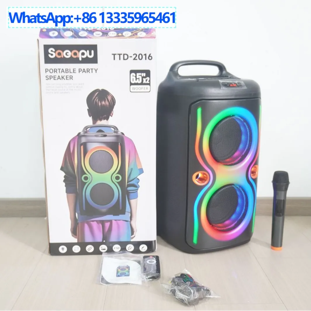 TD-2816 Двойной 6,5-дюймовый Bluetooth-ремешок, стерео уличный большой громкости, двойной динамик, беспроводной микрофон, рюкзак для караоке
TD-2816 Двойной 6,5-дюймовый Bluetooth-ремешок, стерео уличный большой громкости, двойной динамик, беспроводной микрофон, рюкзак для караоке