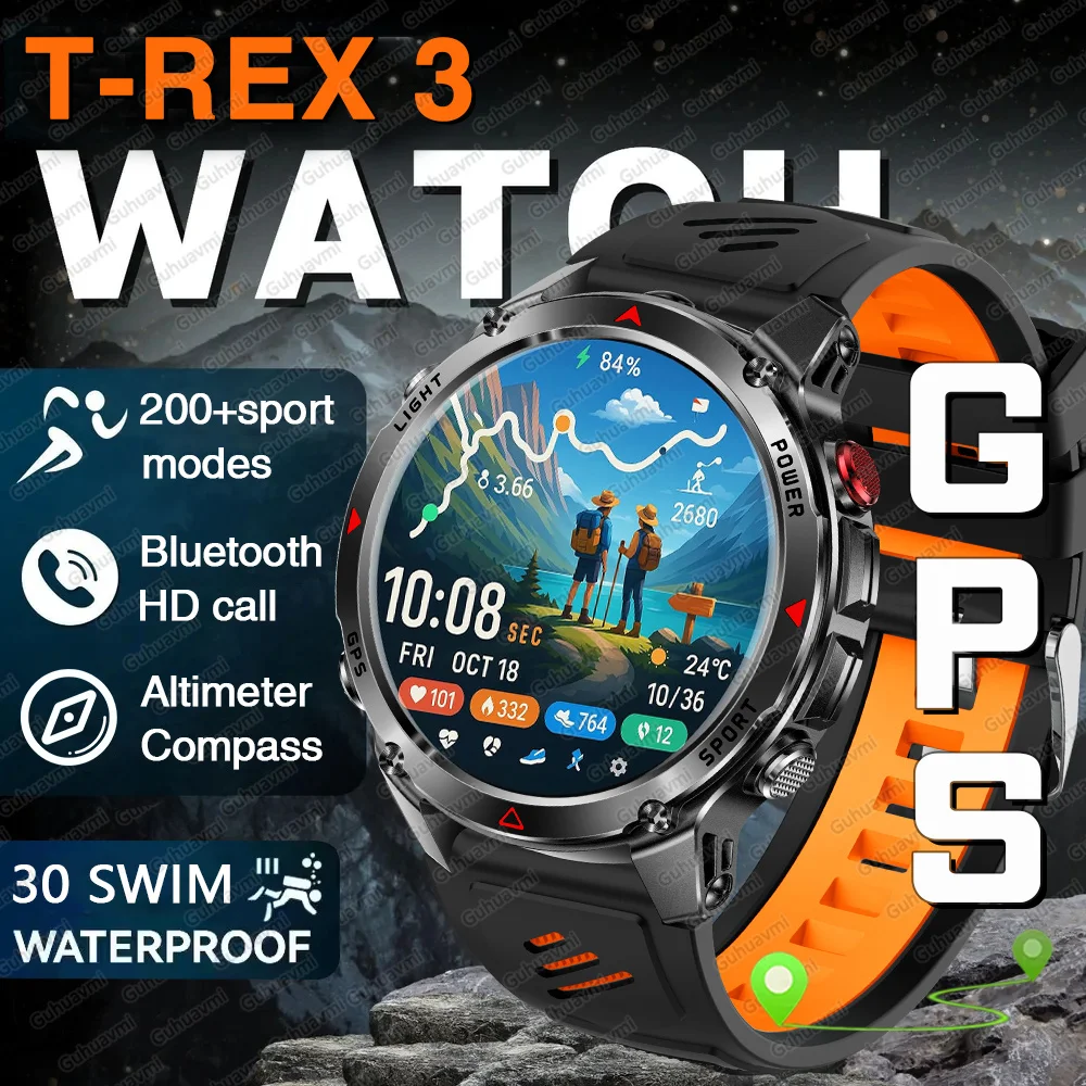 NEW T-Rex3 GPS Outdoor Military Smart Watch Waterproof Swim Sports AMOLED Screen Compass Heart Rate HD Call Men SmartWatches
NEW T-Rex3 GPS Outdoor Military Smart Watch Waterproof Swim Sports AMOLED Screen Compass Heart Rate HD Call Men SmartWatches
