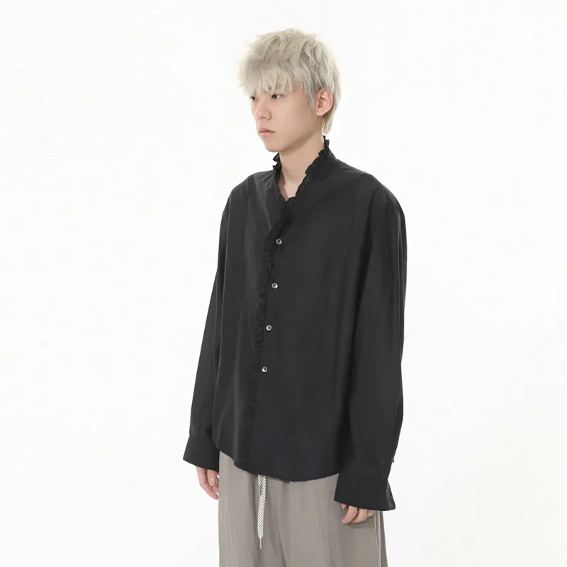 SYUHGFA 2025 Spring Niche Design Men's Shirts Pleated Lacework Design Casual Tops Long Sleeve Single Breasted Loose Menswear
SYUHGFA 2025 Spring Niche Design Men's Shirts Pleated Lacework Design Casual Tops Long Sleeve Single Breasted Loose Menswear