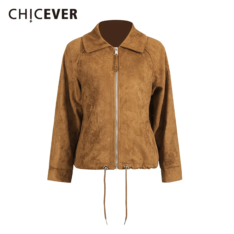 CHICEVER Solid Spliced Zipper Chic Jacket Female Lapel Long Sleeve Loose American Retro Women's Jackets Autumn Fashion New Style
CHICEVER Solid Spliced Zipper Chic Jacket Female Lapel Long Sleeve Loose American Retro Women's Jackets Autumn Fashion New Style