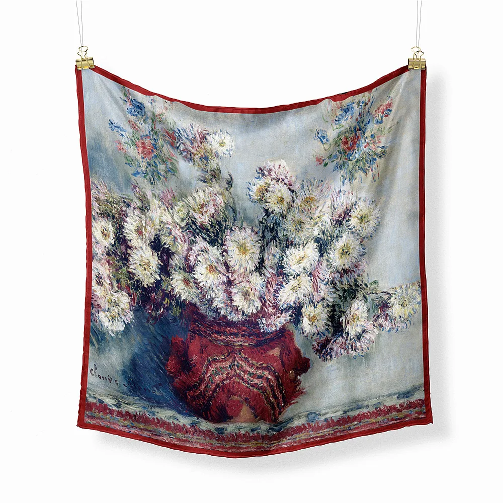 European Style Small Square Silk Scarf 53cm Monet Oil Painting Series Women's Decorative Chrysanthemum Versatile Fashionable
European Style Small Square Silk Scarf 53cm Monet Oil Painting Series Women's Decorative Chrysanthemum Versatile Fashionable