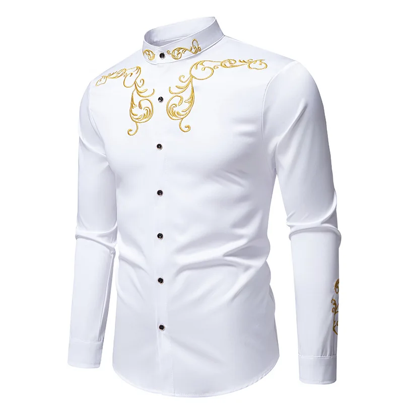 White Court Embroidery Floral Shirt Men 2025 Brand New Slim Fit Long Sleeve Mandarin Collar Shirts Men Party Prom Chemise Homme
White Court Embroidery Floral Shirt Men 2025 Brand New Slim Fit Long Sleeve Mandarin Collar Shirts Men Party Prom Chemise Homme