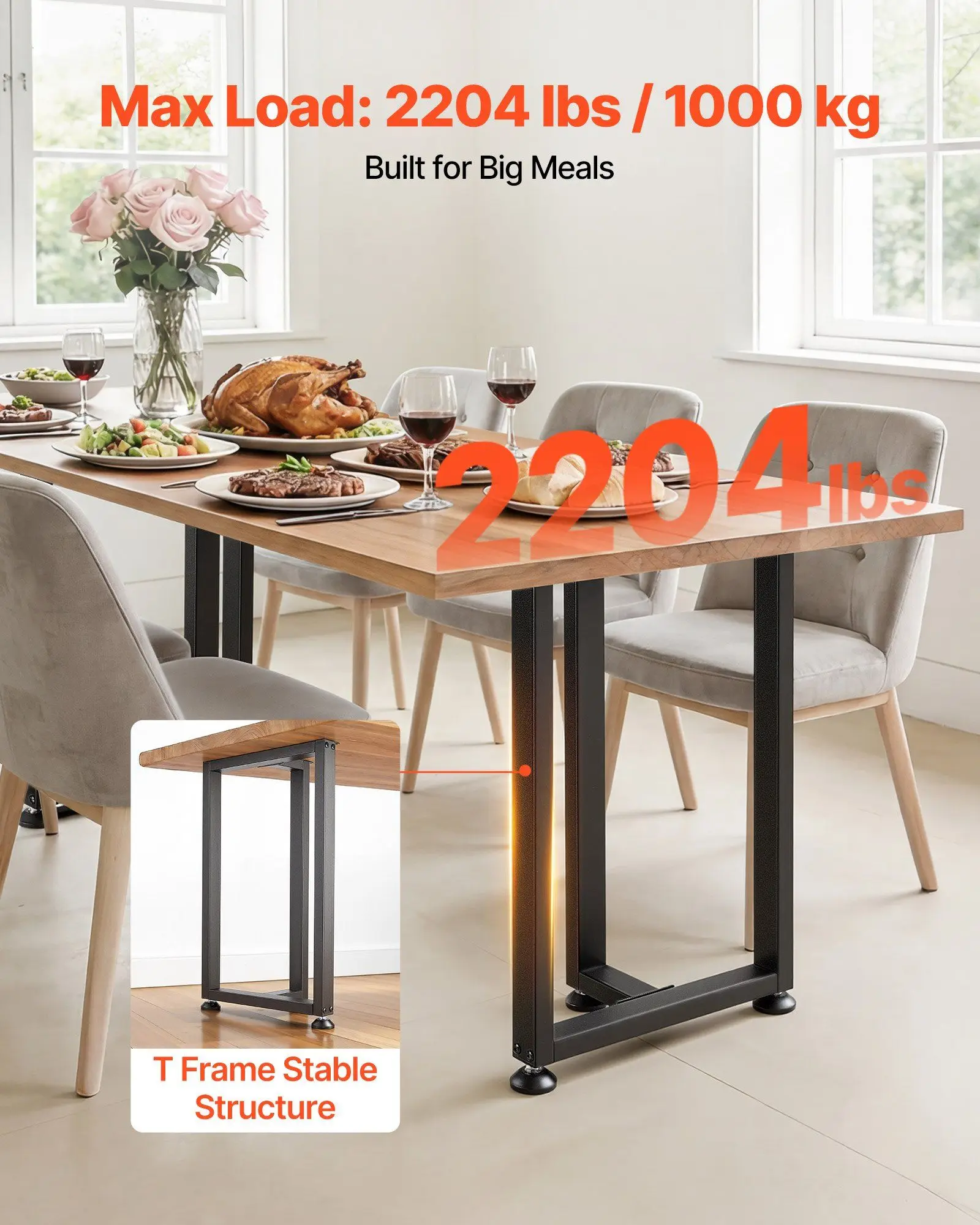Table Legs, 29.1" H x 17.7" W Square T Shape Steel Furniture Legs, Modular Design, Easy Assembly, 2204 lbs Max Load Heavy Duty,
Table Legs, 29.1" H x 17.7" W Square T Shape Steel Furniture Legs, Modular Design, Easy Assembly, 2204 lbs Max Load Heavy Duty,