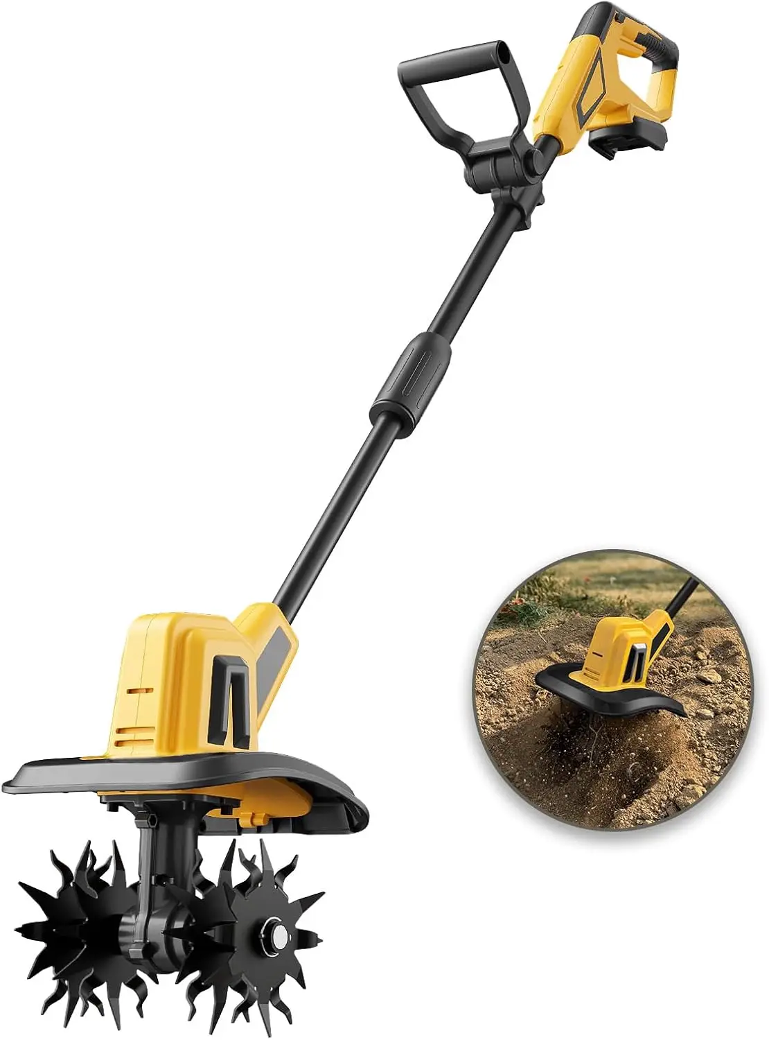 Cordless Garden Tiller Cultivator Compatible with Dewalt 20V MAX Battery, 270 RPM Electric Rototiller, 48 Steel Tines, 8.7" Till
Cordless Garden Tiller Cultivator Compatible with Dewalt 20V MAX Battery, 270 RPM Electric Rototiller, 48 Steel Tines, 8.7" Till