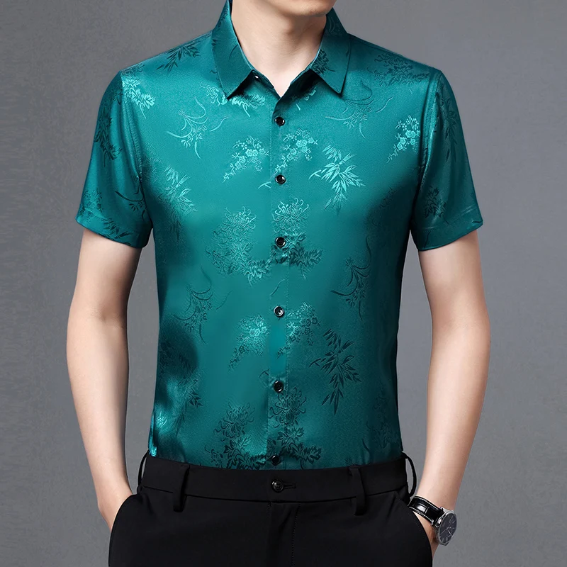 Oversized 3XL Jacquard Floral Shirts For Men Short Sleeve Silky Summer Quality Soft Comfortable Casual Premium Camisas De Hombre
Oversized 3XL Jacquard Floral Shirts For Men Short Sleeve Silky Summer Quality Soft Comfortable Casual Premium Camisas De Hombre