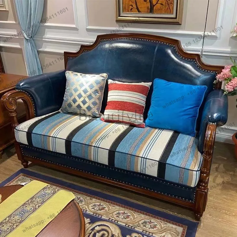 American retro solid wood leather sofa rural size apartment furniture first layer cowhide
American retro solid wood leather sofa rural size apartment furniture first layer cowhide