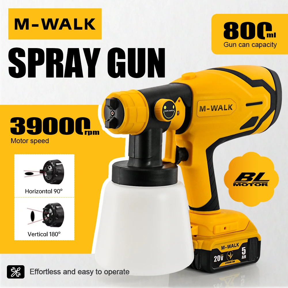 M-WALK Электрический беспроводной пистолет-распылитель 600 Вт HVLP, распылитель краски, 800 мл, автомебель, стальное покрытие, аэрограф, инструменты для Dewalt, 20 В, аккумуляторный штифт
M-WALK Электрический беспроводной пистолет-распылитель 600 Вт HVLP, распылитель краски, 800 мл, автомебель, стальное покрытие, аэрограф, инструменты для Dewalt, 20 В, аккумуляторный штифт