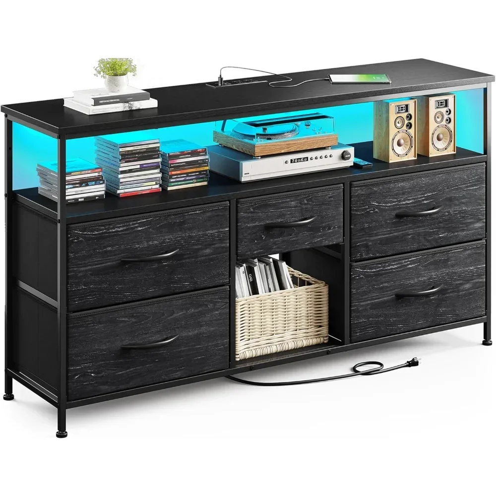 TV Stand for Bedroom with 5 Drawers Wide Dresser for Bedroom Dresser with Shelves for Living Room, Sturdy Metal Frame
TV Stand for Bedroom with 5 Drawers Wide Dresser for Bedroom Dresser with Shelves for Living Room, Sturdy Metal Frame