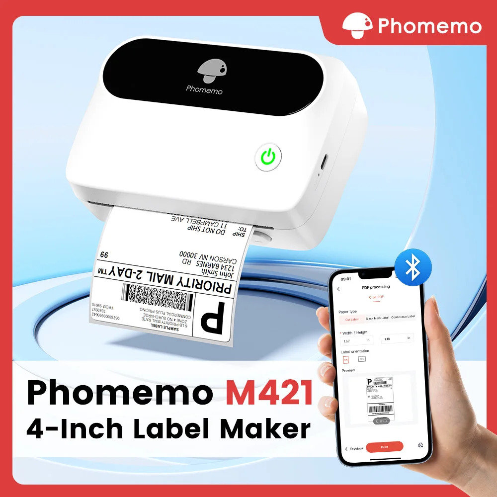 M421 Portable Bluetooth 4x6 Thermal Label Printer for Shipping Barcode, Compatible with Phone PC & E-commerce Small Business
M421 Portable Bluetooth 4x6 Thermal Label Printer for Shipping Barcode, Compatible with Phone PC & E-commerce Small Business