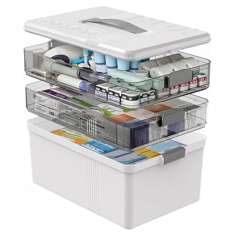 ABJN-3Tier Large Capacity Medicine Organizer With Handle Portable Medicine Box Multipurpose Box With Removable Tray
ABJN-3Tier Large Capacity Medicine Organizer With Handle Portable Medicine Box Multipurpose Box With Removable Tray