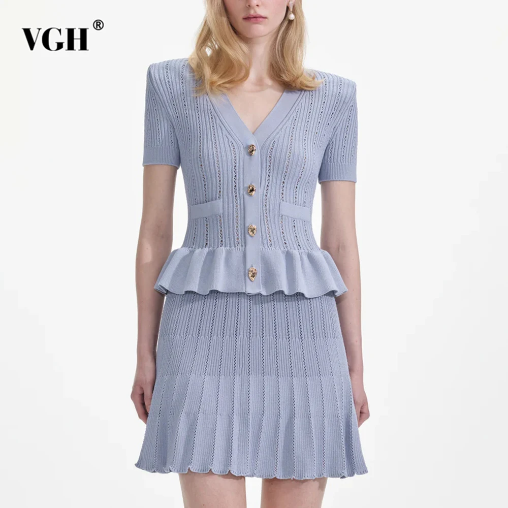 VGH Solid Slim Fit Designer Spliced Button Dresses For Women V Neck Short Sleeve High Waist Patchwork Folds Mini Dress Female
VGH Solid Slim Fit Designer Spliced Button Dresses For Women V Neck Short Sleeve High Waist Patchwork Folds Mini Dress Female