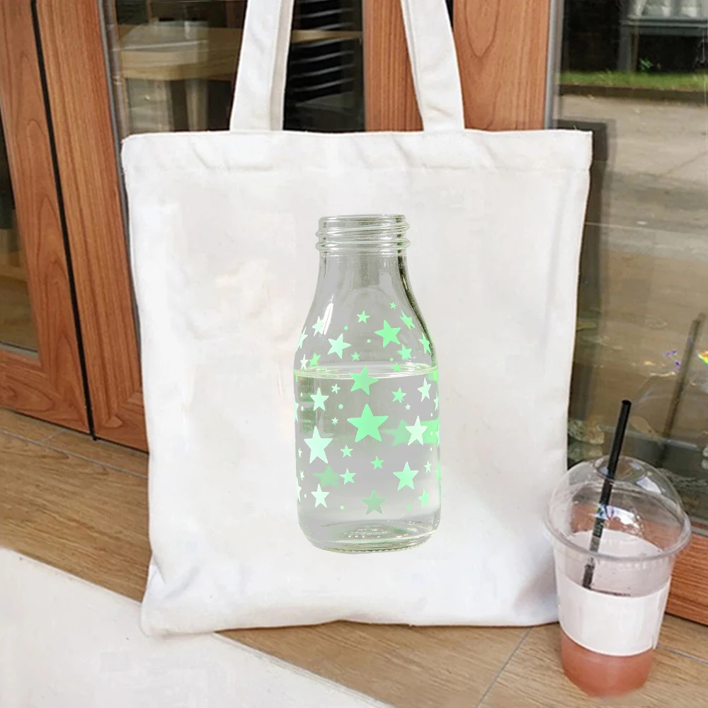 Green Star Glow Bottle Canvas Tote Bag Retro Vibe Shoulder Bag
Green Star Glow Bottle Canvas Tote Bag Retro Vibe Shoulder Bag