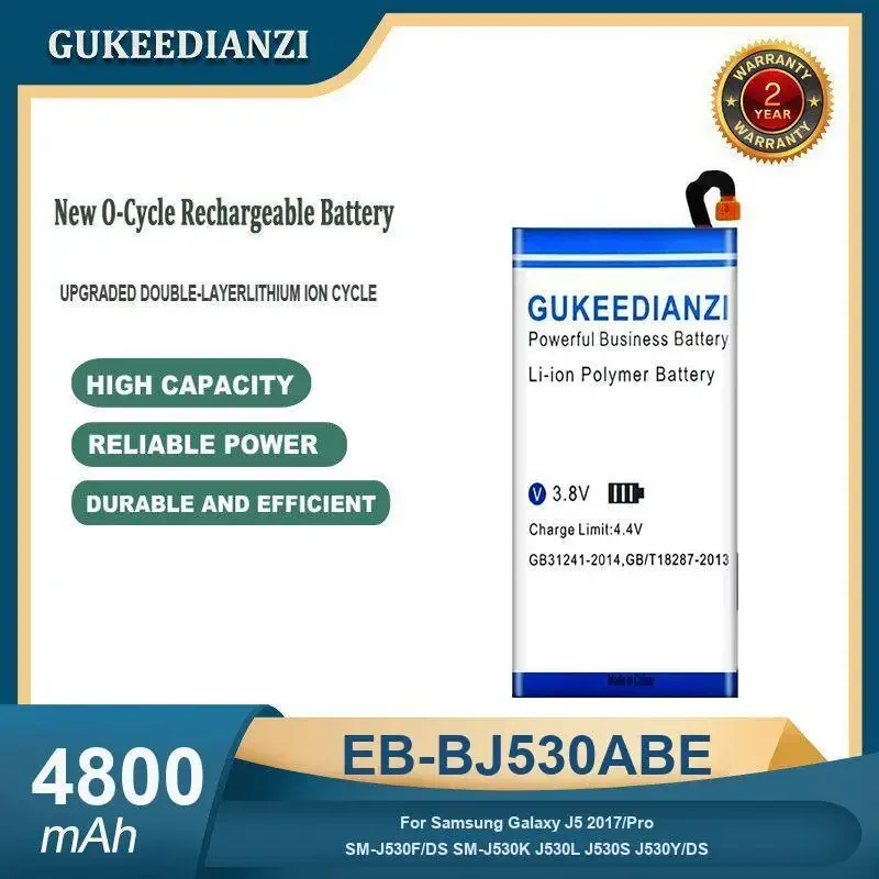 Аккумулятор для мобильного телефона EB-BJ530ABE большой емкости 4800 мАч для Samsung Galaxy J5 2017/Pro SM-J530F/DS SM-J530K J530L J530S J530Y/DS
Аккумулятор для мобильного телефона EB-BJ530ABE большой емкости 4800 мАч для Samsung Galaxy J5 2017/Pro SM-J530F/DS SM-J530K J530L J530S J530Y/DS