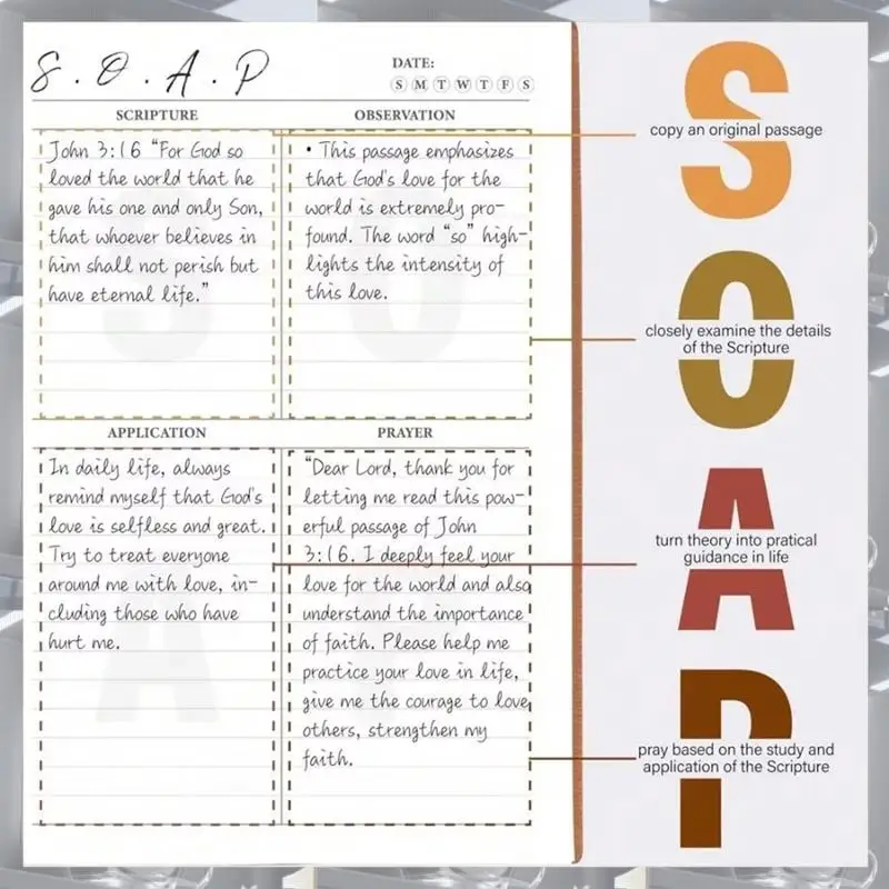Hot Selling-200Pages Bible Study Journal Notebook S.O.A.P Method Bible A5 Agenda Book Study Supplies Thicken Memo Stationery Gif
Hot Selling-200Pages Bible Study Journal Notebook S.O.A.P Method Bible A5 Agenda Book Study Supplies Thicken Memo Stationery Gif