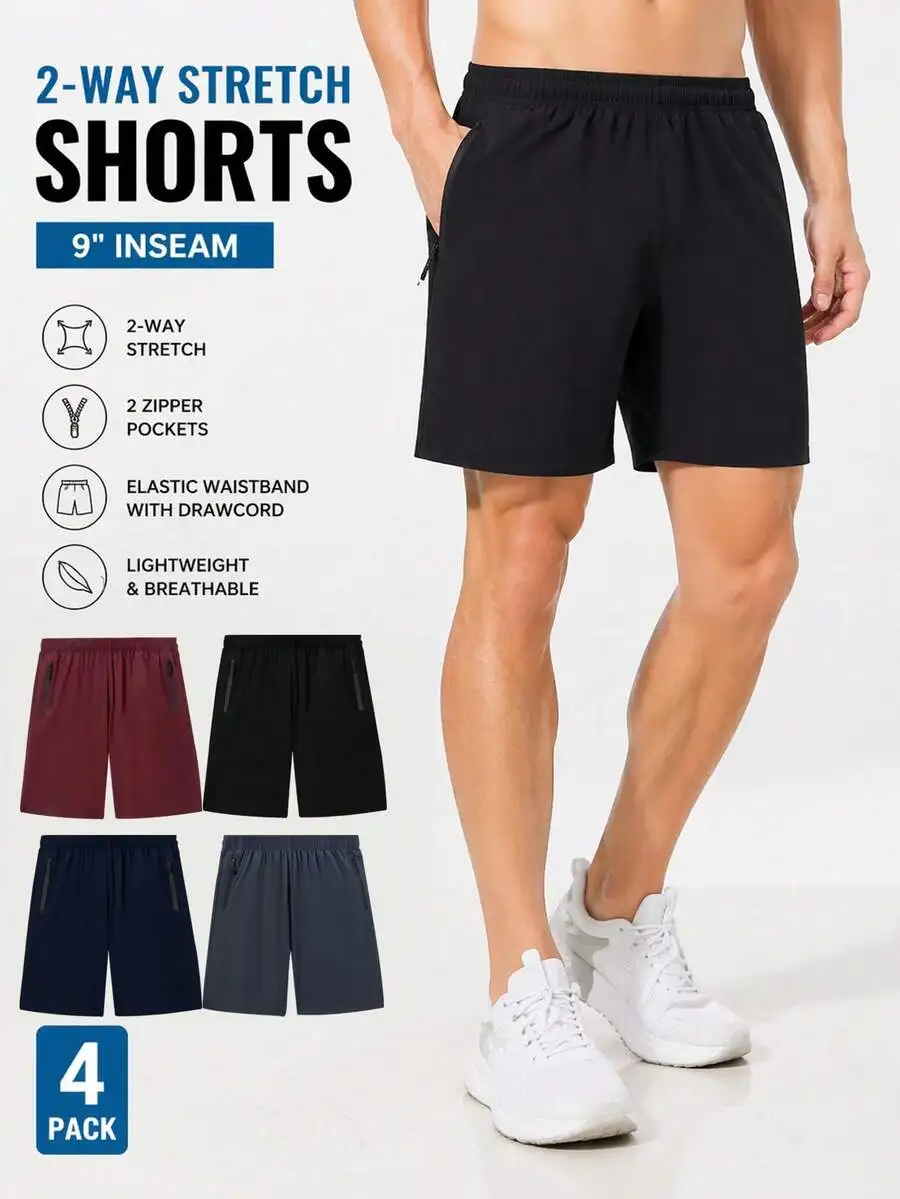 4-Pack Mens 9 Inch Inseam 2-Way Stretch Shorts With Zipper Pockets And Drawcord Waistband
4-Pack Mens 9 Inch Inseam 2-Way Stretch Shorts With Zipper Pockets And Drawcord Waistband