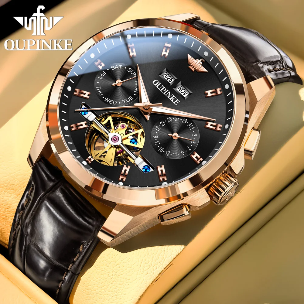 OUPINKE 3291 Men Watch Hollow Multi functional Chronograph Leather Strap Luxury Business Original All Automatic Mechanical Watch
OUPINKE 3291 Men Watch Hollow Multi functional Chronograph Leather Strap Luxury Business Original All Automatic Mechanical Watch