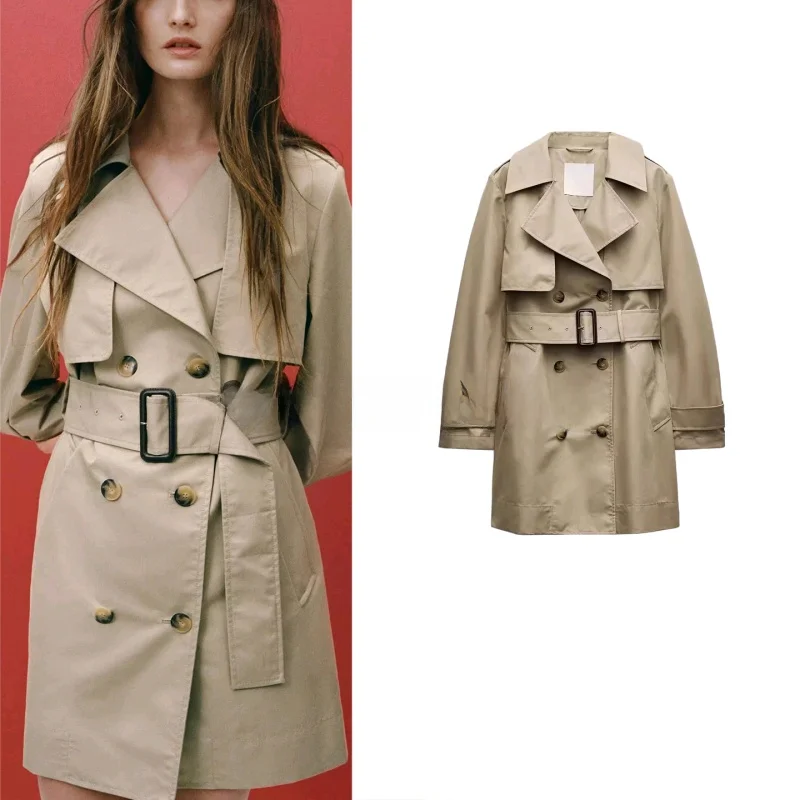 New Autumn Women's Long Sleeve Turn-down Collar Double-breasted Belted Windbreaker Coat Polyester Fiber 100% Fashionable Oute...
New Autumn Women's Long Sleeve Turn-down Collar Double-breasted Belted Windbreaker Coat Polyester Fiber 100% Fashionable Oute...