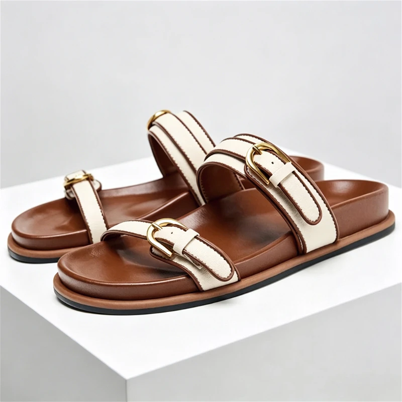 Fashion Denim White Slide Sandals Women Luxury Metal Belt Buckle Decoration Flat Slippers Summer Comfortable Women Beach Shoes
Fashion Denim White Slide Sandals Women Luxury Metal Belt Buckle Decoration Flat Slippers Summer Comfortable Women Beach Shoes