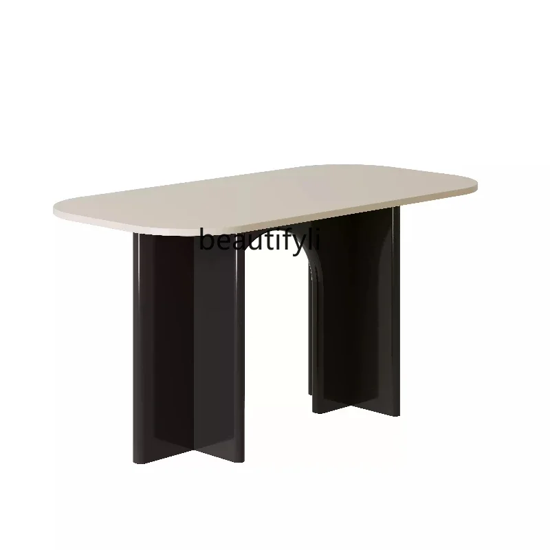 French cream style black and white dining table modern simple light luxury small apartment household oval dining table
French cream style black and white dining table modern simple light luxury small apartment household oval dining table