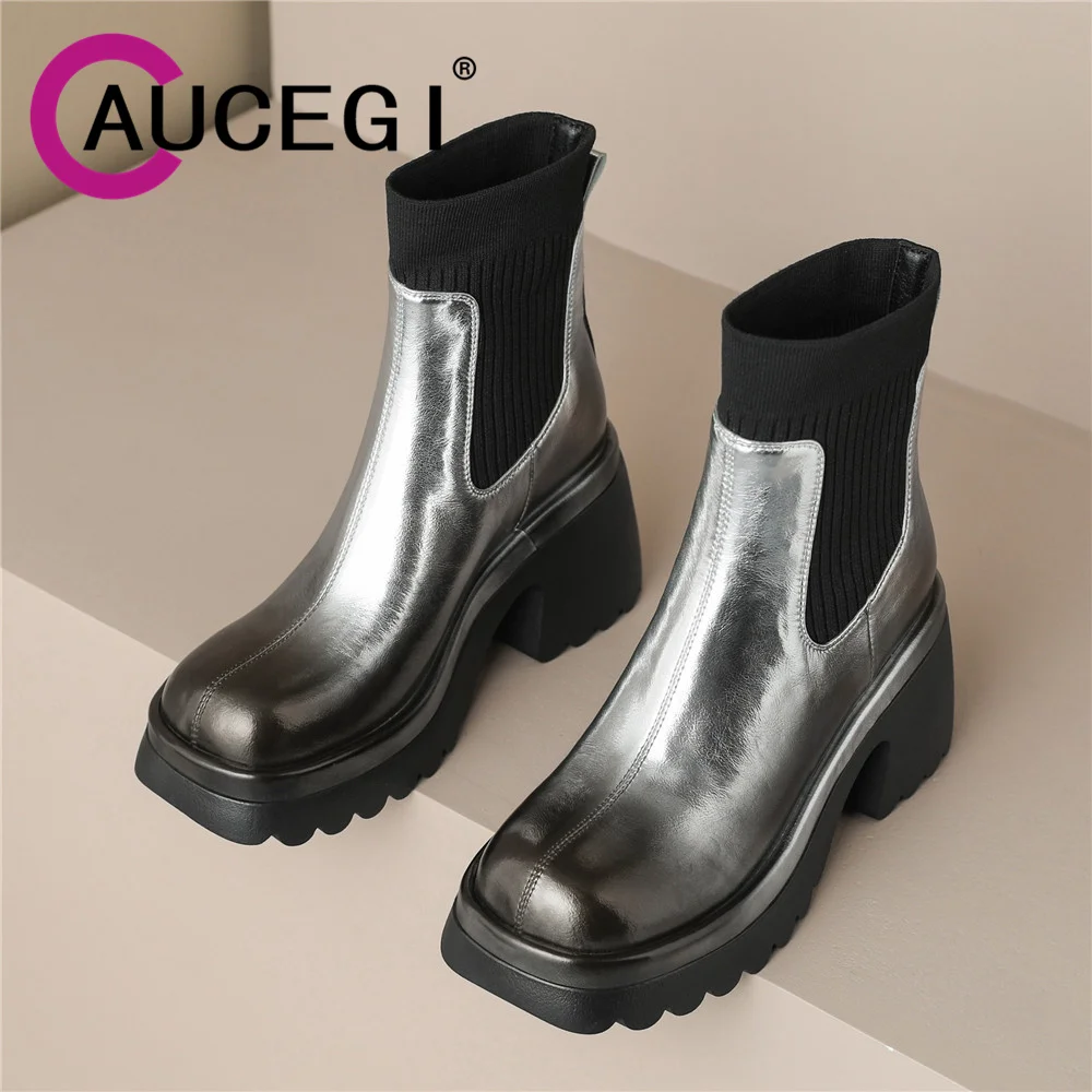 Aucegi Street Style Genuine Leather Chelsea Ankle Boots Square Toe Platform Thick Mid Heel Autumn Winter Ladies Daily Life Shoes
Aucegi Street Style Genuine Leather Chelsea Ankle Boots Square Toe Platform Thick Mid Heel Autumn Winter Ladies Daily Life Shoes