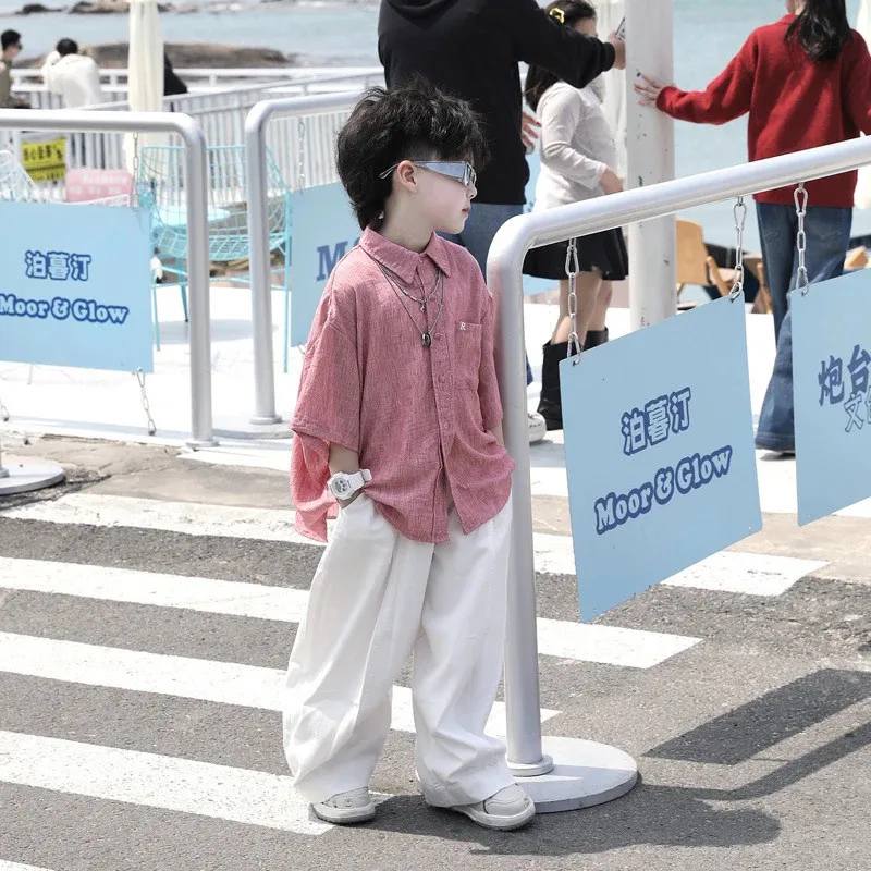 Children's Summer Set Fashion New Boys' Baby Solid Color Short sleeved Shirt Pants Two piece Set
Children's Summer Set Fashion New Boys' Baby Solid Color Short sleeved Shirt Pants Two piece Set