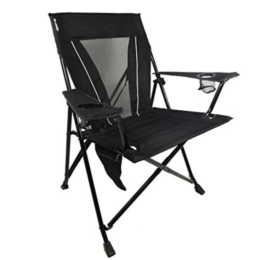 Portable camping chair for outdoor sports use, durable polyester fabric, black color, supports up to 400 lbs with dual-lock sta
Portable camping chair for outdoor sports use, durable polyester fabric, black color, supports up to 400 lbs with dual-lock sta