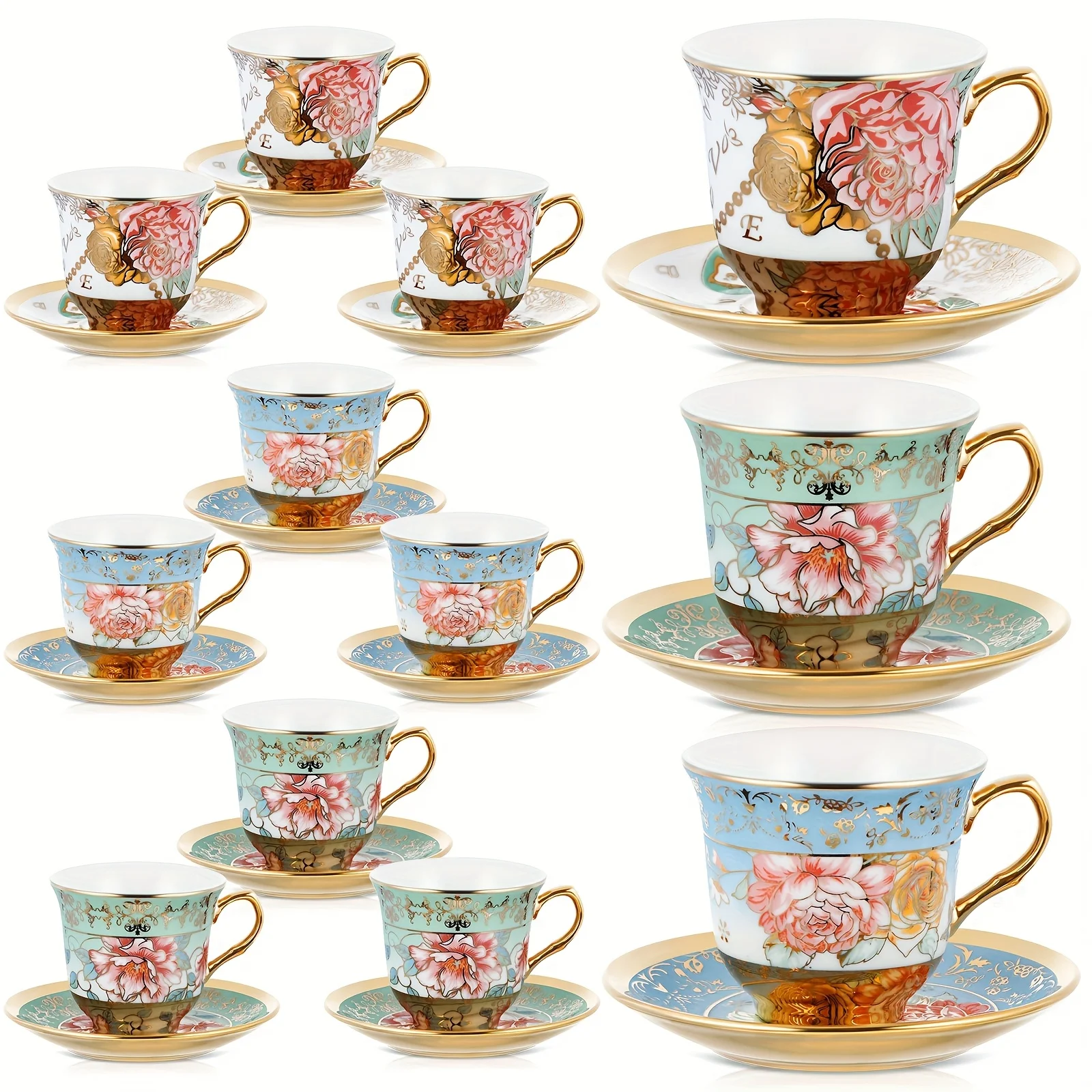 Set Of 12 Tea Cups And Saucers Tea Party Decorations Floral Porcelain 5.4 Oz British Gift For Women Birthday Party, Church, And Mother'S Day (Classic Style)
Set Of 12 Tea Cups And Saucers Tea Party Decorations Floral Porcelain 5.4 Oz British Gift For Women Birthday Party, Church, And Mother'S Day (Classic Style)