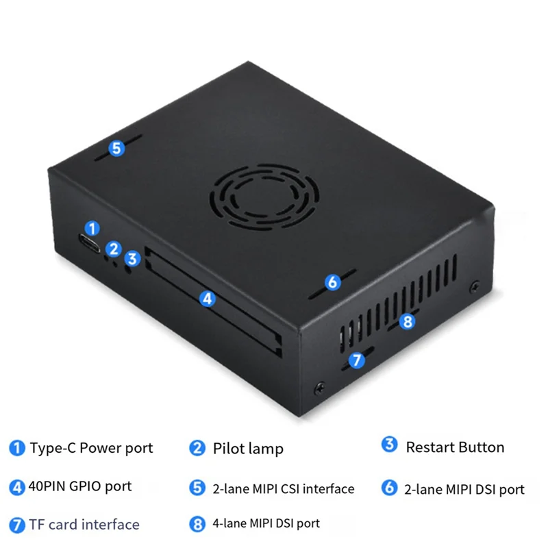 Durable-For Visionfive2 Special Metal Shell With Cooling Fan Mini Host Computer Shell IP30 Protection Level Multiple Interfaces
Durable-For Visionfive2 Special Metal Shell With Cooling Fan Mini Host Computer Shell IP30 Protection Level Multiple Interfaces