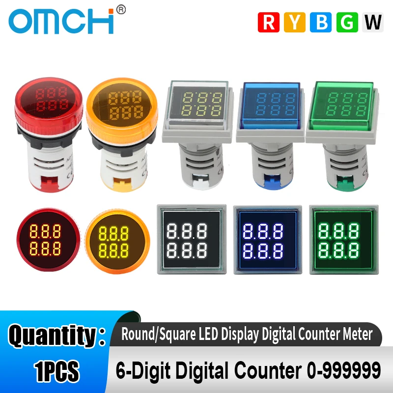 OMCH 6-Digit Digital Counter 0-999999 Round/Square 22mm Panel Meter LED Display Industrial Counter for Machinery AC 220V-380V
OMCH 6-Digit Digital Counter 0-999999 Round/Square 22mm Panel Meter LED Display Industrial Counter for Machinery AC 220V-380V