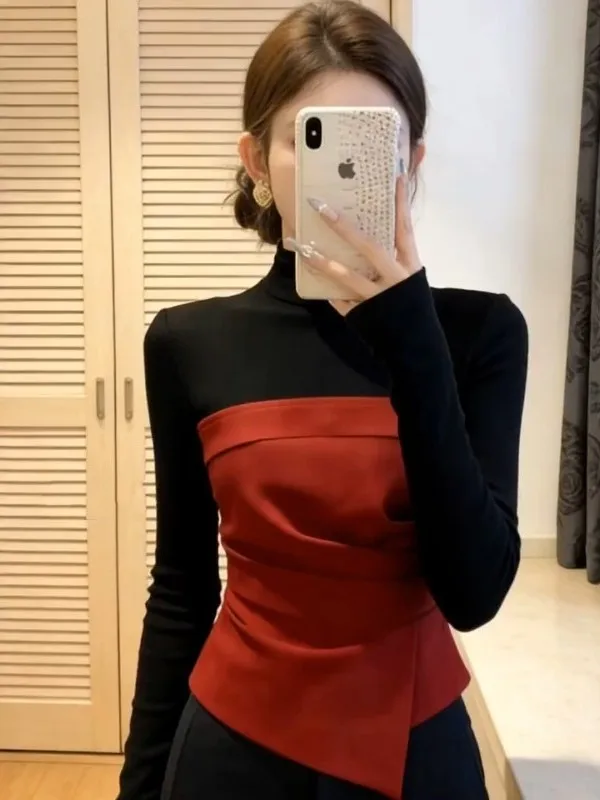 Color Blo High Collar Long Sve Women's T-irt Slim Fit Casual Sle Creative Pattern Skin Friendly Breathable Top
Color Blo High Collar Long Sve Women's T-irt Slim Fit Casual Sle Creative Pattern Skin Friendly Breathable Top