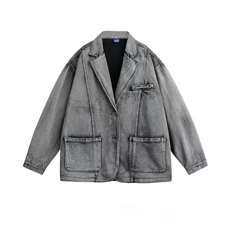 Men's American Washed Retro Lapel Long-sleeved Denim Jackets Trendy Street Spring and Autumn Handsome Hip Hop Casual Loose Coats
Men's American Washed Retro Lapel Long-sleeved Denim Jackets Trendy Street Spring and Autumn Handsome Hip Hop Casual Loose Coats
