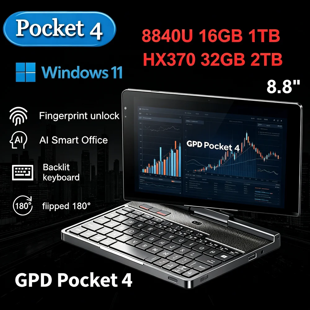GPD Pocket 4 Small Business UMPC, High Performance CPU, Expandable SSD, Full Function Ports, Ultra Portable Mini PC, Premium Poc
GPD Pocket 4 Small Business UMPC, High Performance CPU, Expandable SSD, Full Function Ports, Ultra Portable Mini PC, Premium Poc