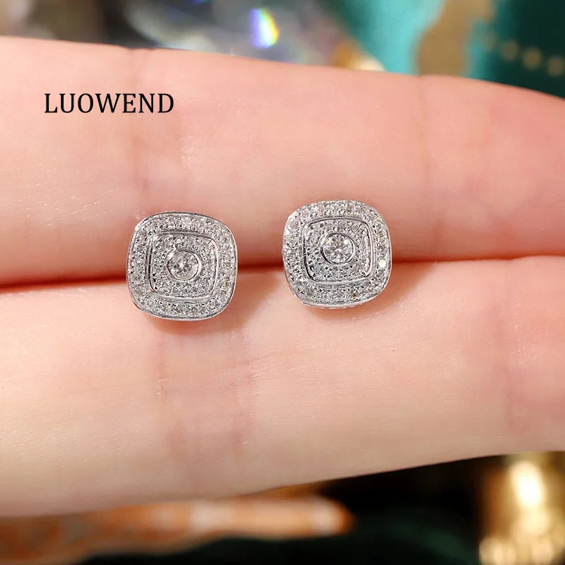 LUOWEND 100% 18K White Gold Earrings Real Natural Diamond Stud Earrings Elegant Square Shape High Wedding Jewelry for Women
LUOWEND 100% 18K White Gold Earrings Real Natural Diamond Stud Earrings Elegant Square Shape High Wedding Jewelry for Women