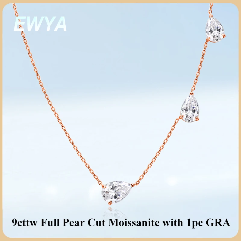 EWYA Luxury Graduated Pear Cut Moissanite Pendant Necklace for Women 3-Stone Waterdrop Lab Diamond S925 Silver Neck Chain Gift
EWYA Luxury Graduated Pear Cut Moissanite Pendant Necklace for Women 3-Stone Waterdrop Lab Diamond S925 Silver Neck Chain Gift