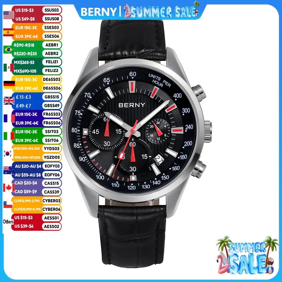 BERNY Quartz Watches for Men Multifunction Chronograph Man Sports Watch Calendar Date Luminous Fashion Cool Men's Wristwatch
BERNY Quartz Watches for Men Multifunction Chronograph Man Sports Watch Calendar Date Luminous Fashion Cool Men's Wristwatch