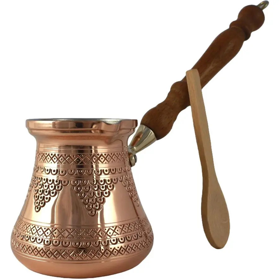 Series Large14fl.oz Thickest Solid Copper Engraved Hammered Turkish Greek Arabic Coffee Pot with Wooden Handle, Stovetop Coffee
Series Large14fl.oz Thickest Solid Copper Engraved Hammered Turkish Greek Arabic Coffee Pot with Wooden Handle, Stovetop Coffee