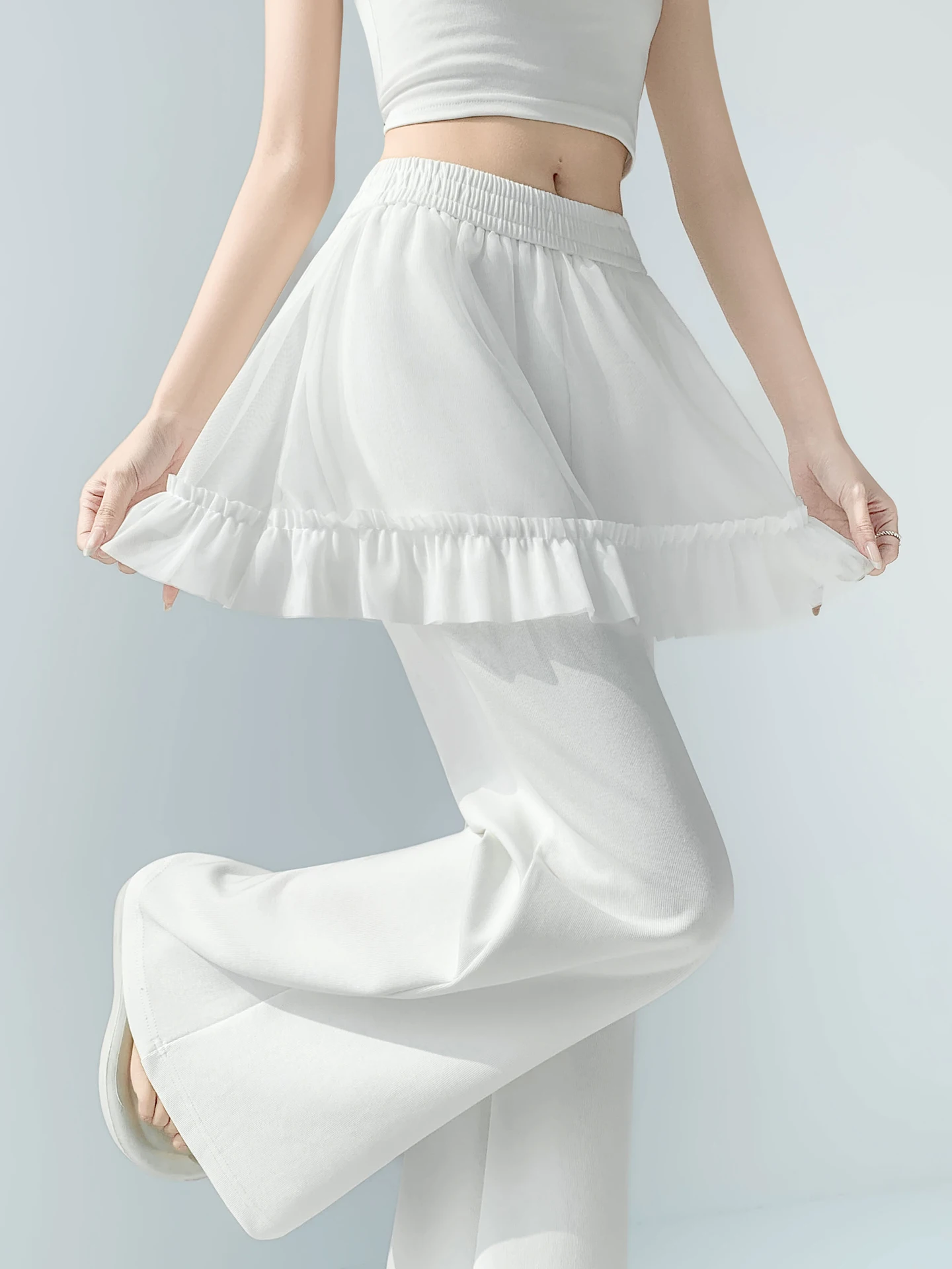 Airy Cotton Wide Leg Pants High Waist Draped Thin Summer Spring Bell Bottom Floor Length Tulle Splice Women's Casual Trousers
Airy Cotton Wide Leg Pants High Waist Draped Thin Summer Spring Bell Bottom Floor Length Tulle Splice Women's Casual Trousers