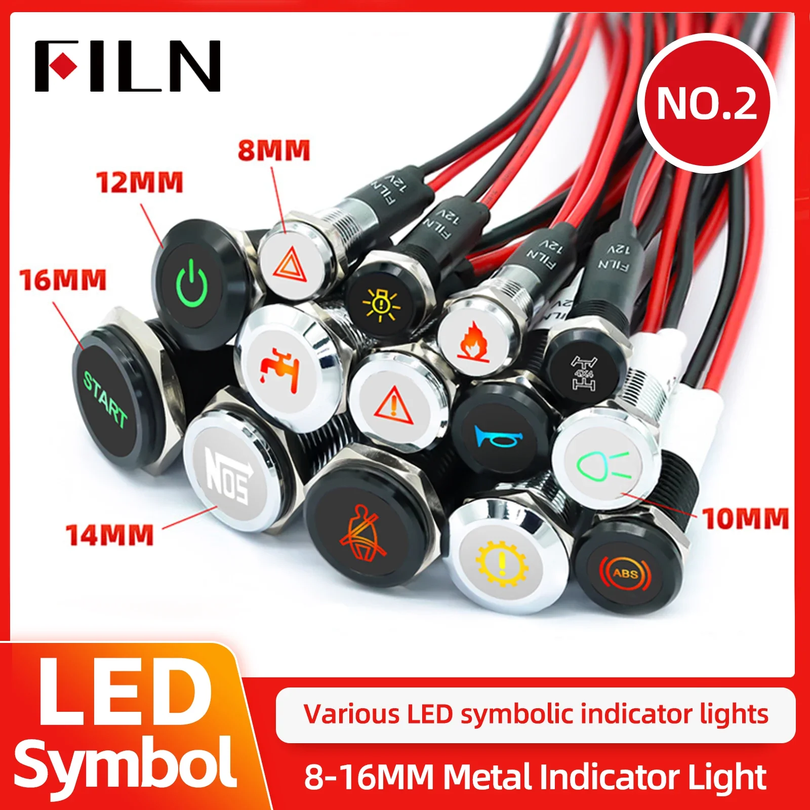 12V 24V LED Pilot Light Metal Indicator 8mm 10mm 12mm 14mm 16mm with Wire Symbol Ideal Car Dashboards Vehicle Instrument Control
12V 24V LED Pilot Light Metal Indicator 8mm 10mm 12mm 14mm 16mm with Wire Symbol Ideal Car Dashboards Vehicle Instrument Control