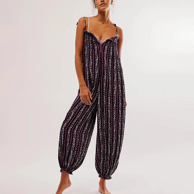 Women Vintage Backless Hollow Long Pants Playsuit Ethnic Style Camisole Summer Romper Fashion Print Off Shoulder Loose Jumpsuit
Women Vintage Backless Hollow Long Pants Playsuit Ethnic Style Camisole Summer Romper Fashion Print Off Shoulder Loose Jumpsuit