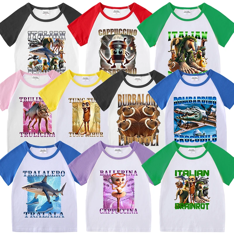 Italian Brainrot Summer T-shirt Children Clothing Anime Tung Tung Tung Sahur Short Sleeve Tees Kid Cartoon Summer Tops Gift 2025
Italian Brainrot Summer T-shirt Children Clothing Anime Tung Tung Tung Sahur Short Sleeve Tees Kid Cartoon Summer Tops Gift 2025