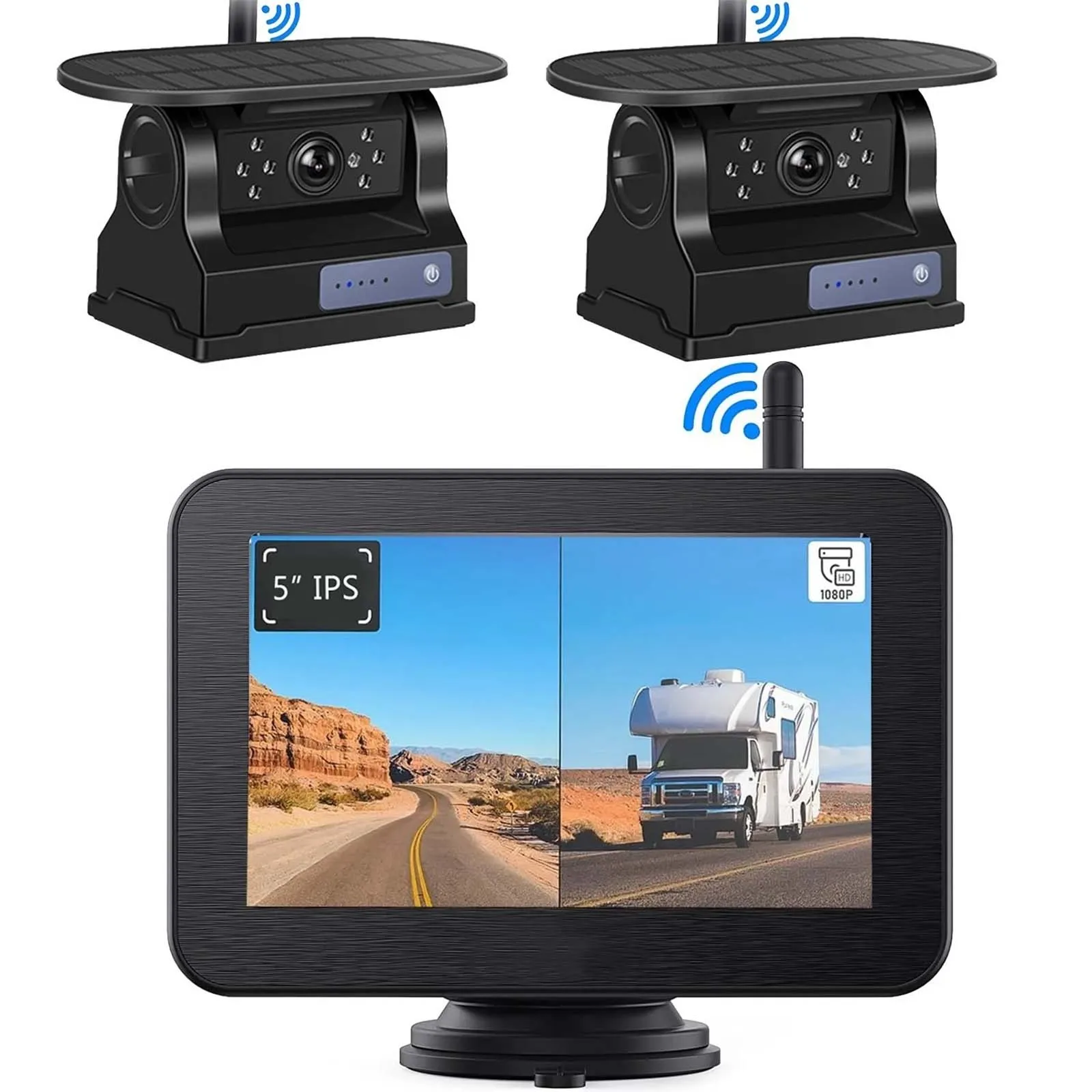Lastbus 2x Solar Powered Magnetic Wireless RV Backup Camera With 5 Inch IPS Touch Screen DVR Quad Monitor BSD For Truck Camper
Lastbus 2x Solar Powered Magnetic Wireless RV Backup Camera With 5 Inch IPS Touch Screen DVR Quad Monitor BSD For Truck Camper