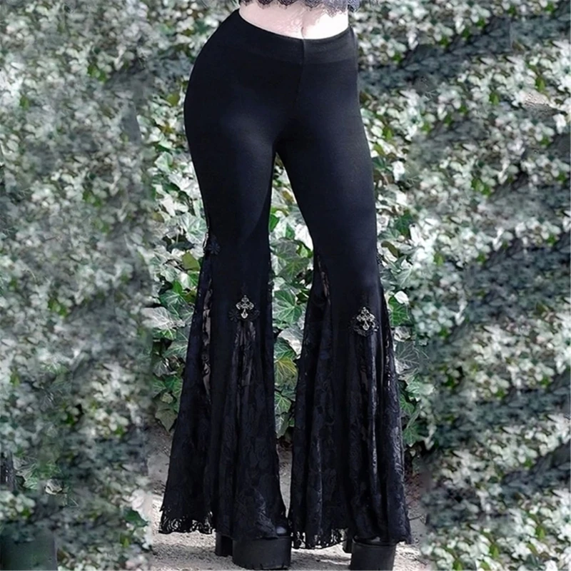 Gothic Black Lace Patchwork Flared Pants Sexy Cool Girls Autumn Pants Y2K Women High Waist Casual Loose Trousers Club Streetwear
Gothic Black Lace Patchwork Flared Pants Sexy Cool Girls Autumn Pants Y2K Women High Waist Casual Loose Trousers Club Streetwear