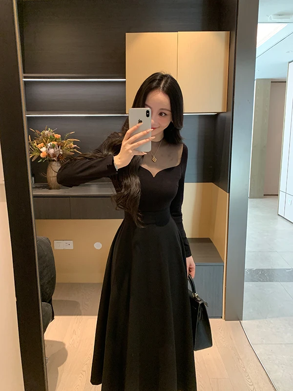 XINYI Winter Woolen Dress with Mesh Splicing Slimming Waist Design Casual Style A-Line Silhouette Soft Polyester Fabric
XINYI Winter Woolen Dress with Mesh Splicing Slimming Waist Design Casual Style A-Line Silhouette Soft Polyester Fabric