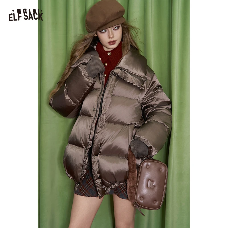 ELFSACK Classic Minimalist Solid Lapel Puffy Down Jacket For Women
ELFSACK Classic Minimalist Solid Lapel Puffy Down Jacket For Women