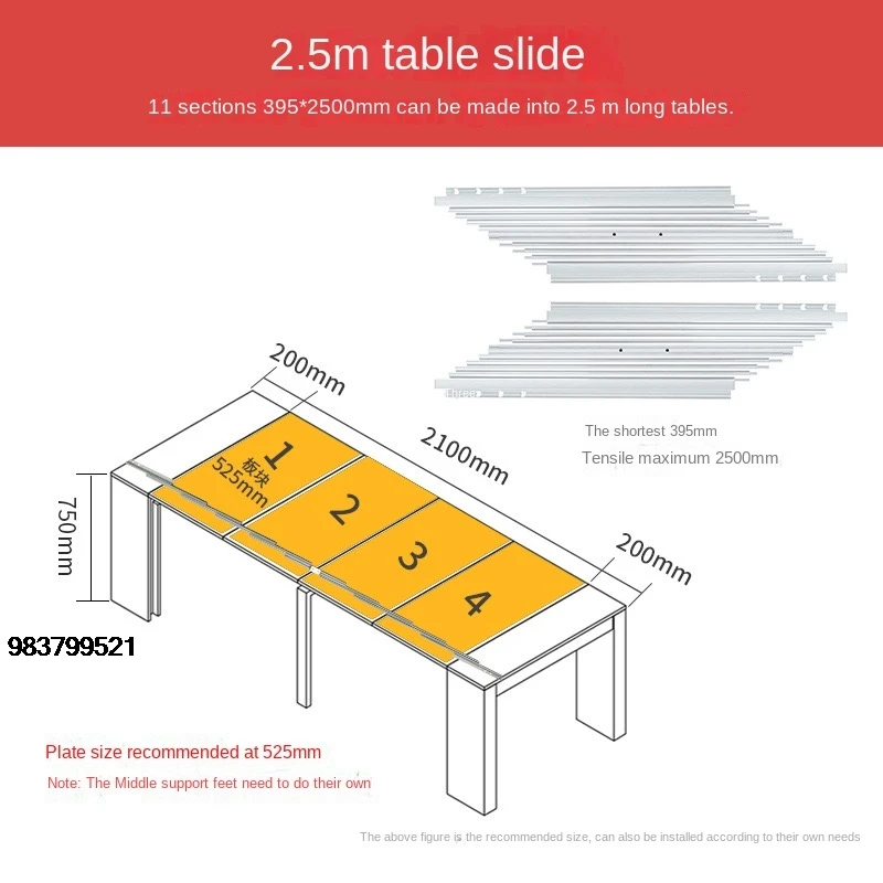 Good Price 1.8/2.5M Invisible Dining Table Telescopic Guide Rail Aluminum Alloy Multi-Function Folding Extended Push-Pull
Good Price 1.8/2.5M Invisible Dining Table Telescopic Guide Rail Aluminum Alloy Multi-Function Folding Extended Push-Pull