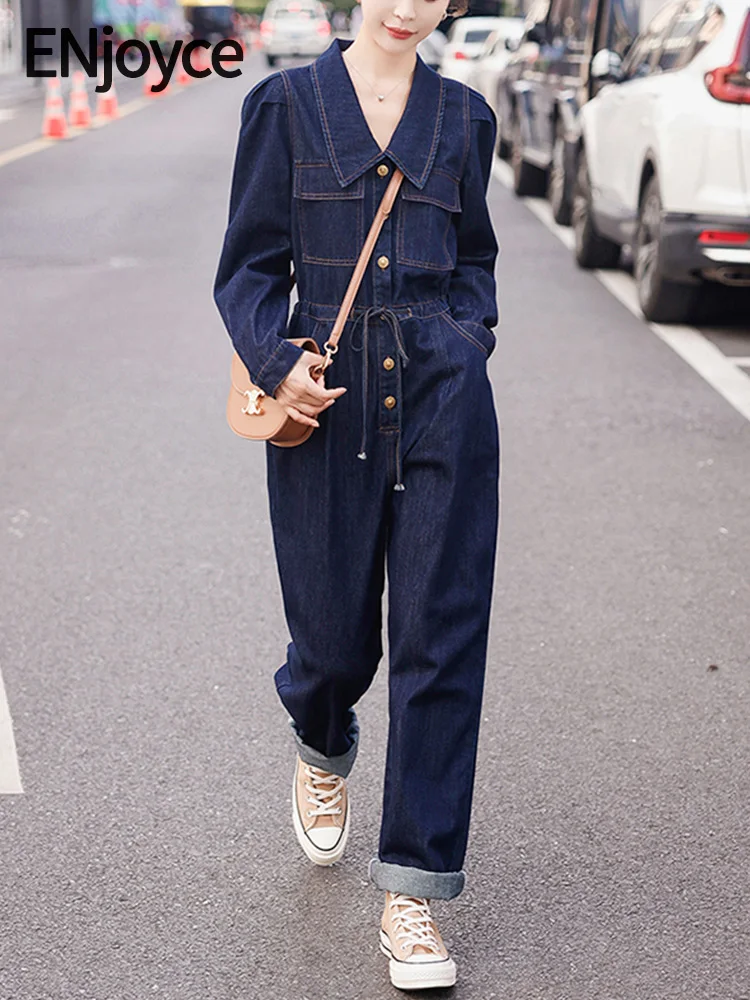 ENjoyce 2024 Spring Women Vintage Original Denim Jumpsuits Korean Fashion Drawstring Waist Playsuit Bodysuits Outfits Streetwear
ENjoyce 2024 Spring Women Vintage Original Denim Jumpsuits Korean Fashion Drawstring Waist Playsuit Bodysuits Outfits Streetwear