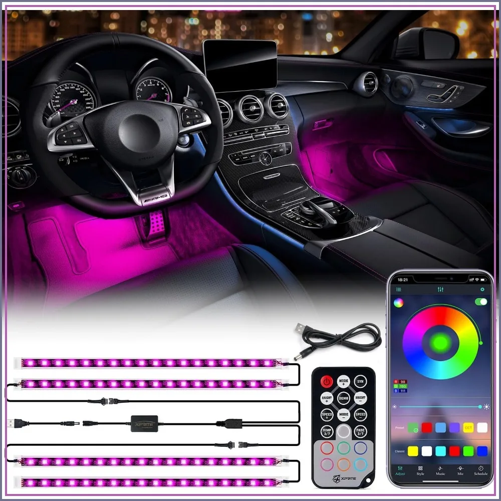RGB LED Car Interior Strip Lights with Bluetooth & USB, Wireless Remote & App Control, 4PCS Under Dash Ambient Kit, DIY Music Mode for Vehicles
RGB LED Car Interior Strip Lights with Bluetooth & USB, Wireless Remote & App Control, 4PCS Under Dash Ambient Kit, DIY Music Mode for Vehicles