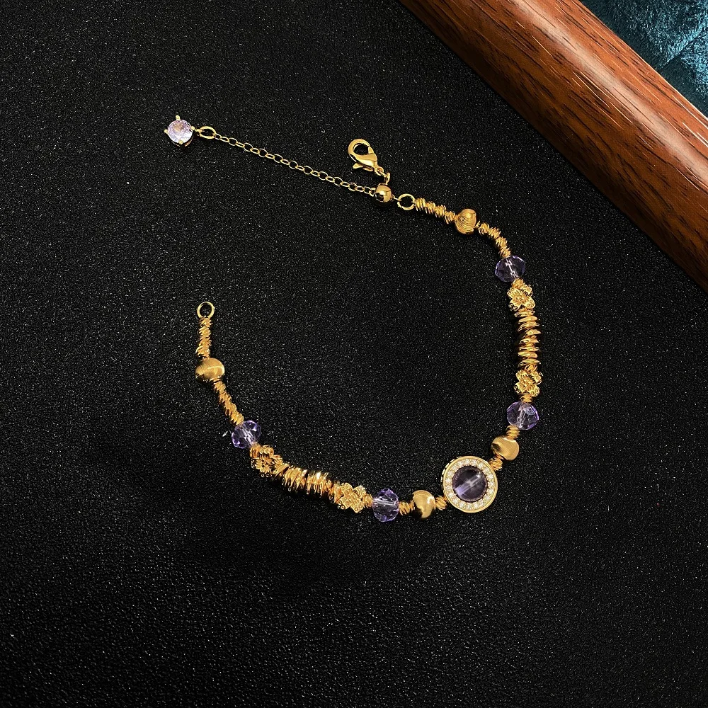 S925 sterling silver French light luxury natural amethyst beaded bracelet design high-end fashion temperament
S925 sterling silver French light luxury natural amethyst beaded bracelet design high-end fashion temperament