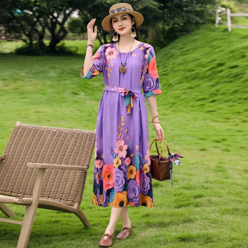 Women's Vintage Print Floral Dress 2026 New Summer Mid-Age Loose Dress
Women's Vintage Print Floral Dress 2026 New Summer Mid-Age Loose Dress